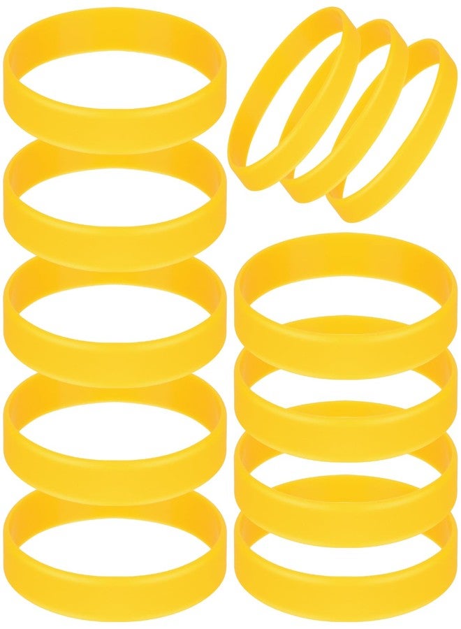 MATEPLUS 12 Pieces Rubber Bands For Bracelets, Blank Stretch Silicone Wristbands For Teens, Party, Gift-Yellow - Image 1